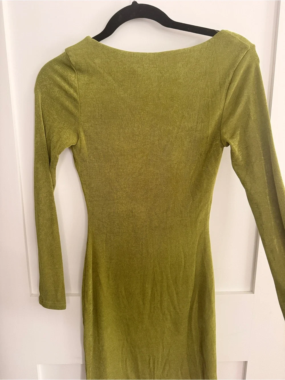 BRAND NEW Princess Polly Olive-Tone Long Sleeve Asymmetrical neck Dress